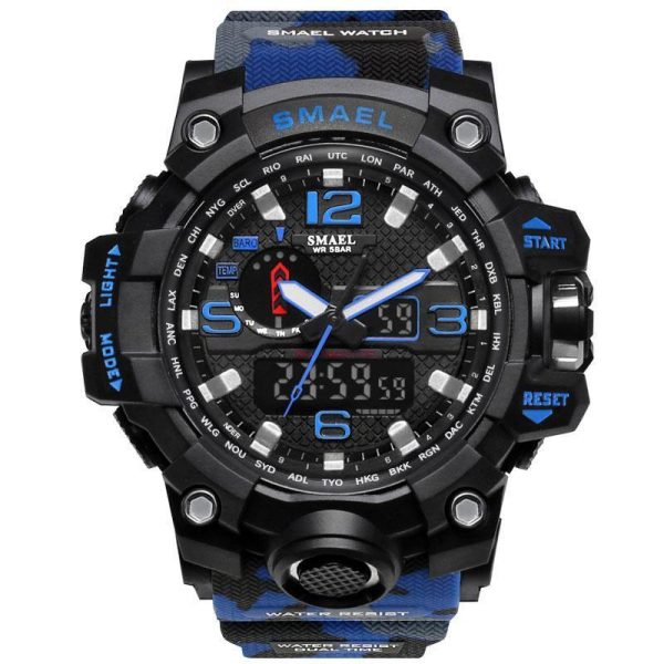 Smael 1545 Camouflage Blue Multifunctional Watch