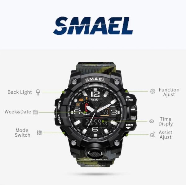 Smael 1545 Camouflage Red Multifunctional Watch | Check Price & Availability | Quick Quote | Buy Online
