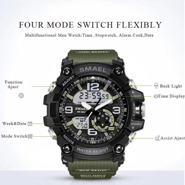 Smael 1617 Army Green Multifunction Sports Watch | Check Price & Availability | Quick Quote | Buy Online