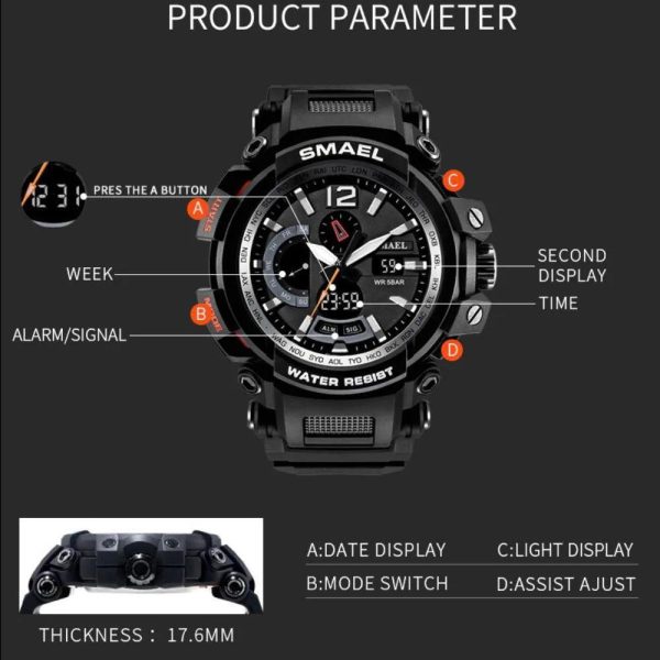 Smael 1702 Grey Dual Display Watch | Check Price & Availability | Quick Quote | Buy Online
