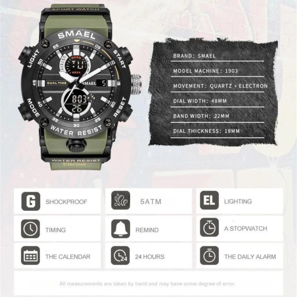 Smael 1903 Army Green Multifunction Watch | Check Price & Availability | Quick Quote | Buy Online
